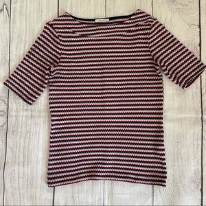 Zara Red, White & Blue Striped Knit Top Size S